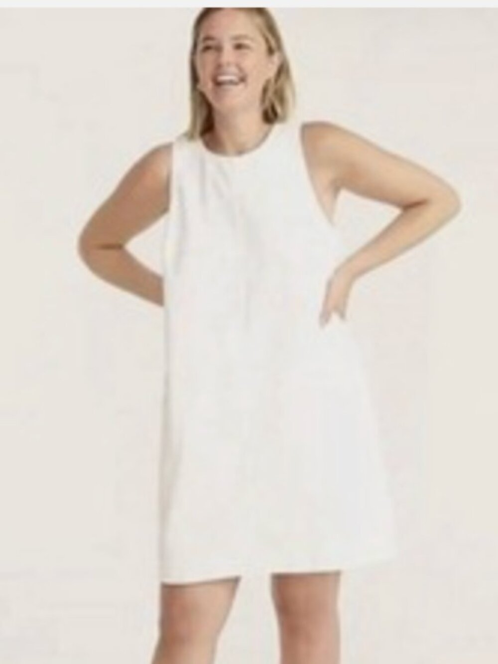 J. Crew Sleeveless Cream White Shift denim mini Dress size 12 - Picture 1 of 4